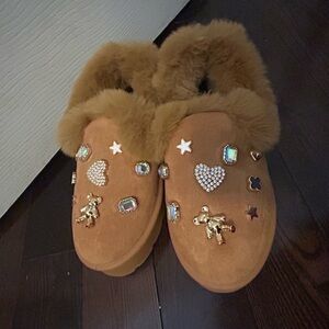 Embellished Ankle Boots with Fur Trim